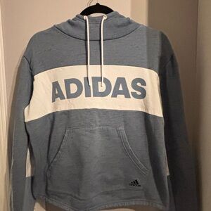 Adidas Black and Blue Heathered Hoodie/ Women’s Large